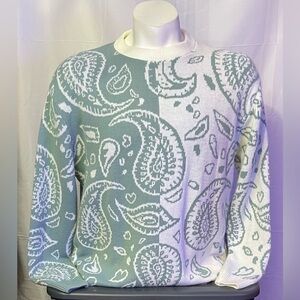 BooHoo Man Sweater Green/White Size Small